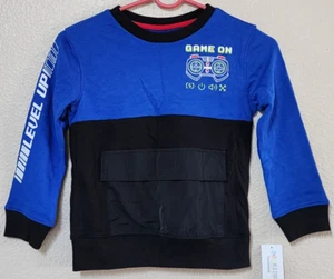 365 Kids from Garanimals Boys Royal Colorblock Pocket Sweater "Game On" Sz 6 NEW - Picture 1 of 6