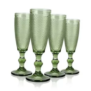 Copas copas flautas champán verde vintage, copa tostada color relieve - Imagen 1 de 7
