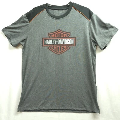 Camisa para hombre Harley Davidson Bar & Shield grande gris negro naranja acolchada hombro Foto 1 de 4