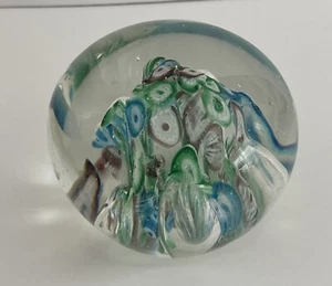 Toller mundgeblasener Millefiore Kunst Glas Briefbeschwerer kontrollierte Blasen 2" - Bild 1 von 6
