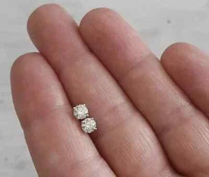 1 kt TW Rundschliff Lab-gezüchtete VS/G Diamant Solitär Ohrstecker 14 K Weißgold - Bild 1 von 8