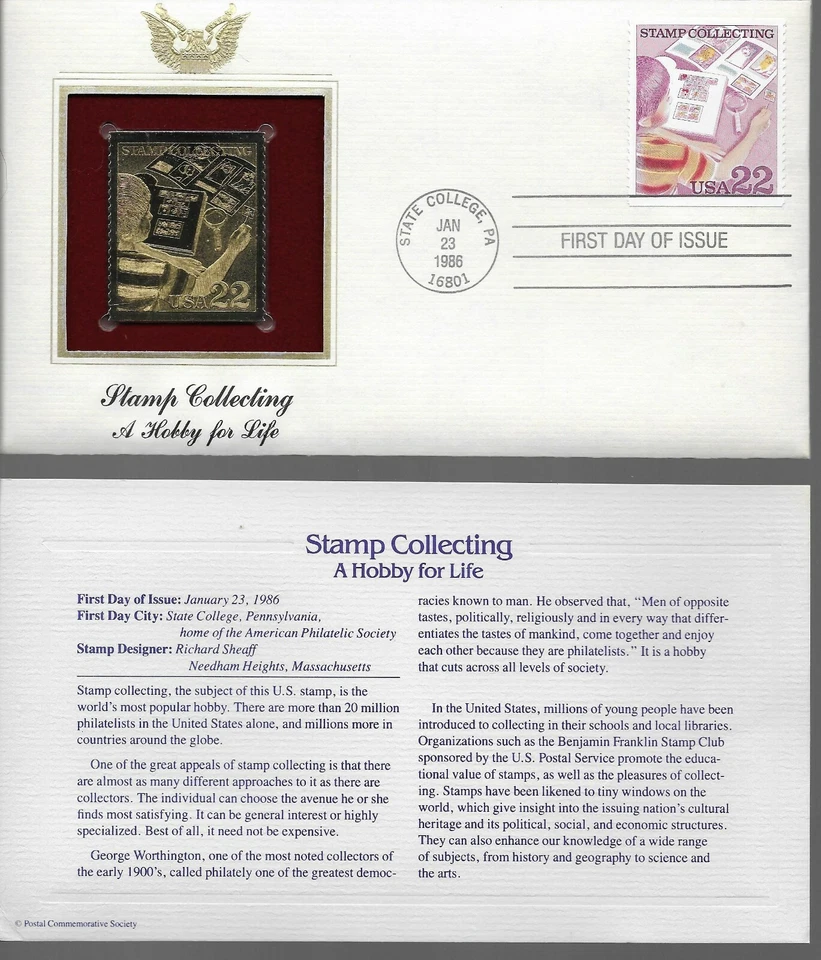 Stamp Collecting--A Hobby for Life-1st day issue-Golden Replica - Image 1 of 1