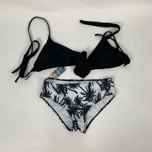 LALAVAVA Womens Black White Palm Trees Hawaiian Bikini Swim Suit Size Medium - Picture 1 of 6