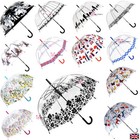 Ladies Birdcage Umbrella Strong Walking Length Clear Dome Rain Brolly