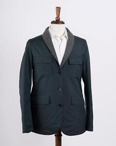 Loro Piana $5,750 Storm System Reversible Green Gray Cashmere Blazer Jacket L