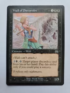 MTG Magic The Gathering Card Wall of Distortion Creature Wall Black Mercadian Ma - Picture 1 of 2