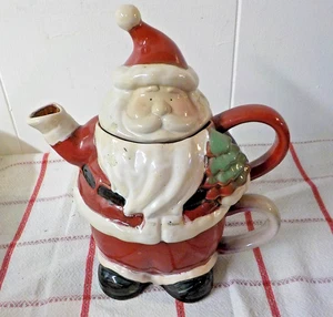 Holiday 2010 Stonewear Santa Clause 3 piece Tea Pot - Picture 1 of 6