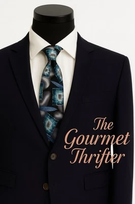 Corbata de seda vintage Monsieur Givenchy Paris azul gris abstracto geométrico Foto 1 de 4