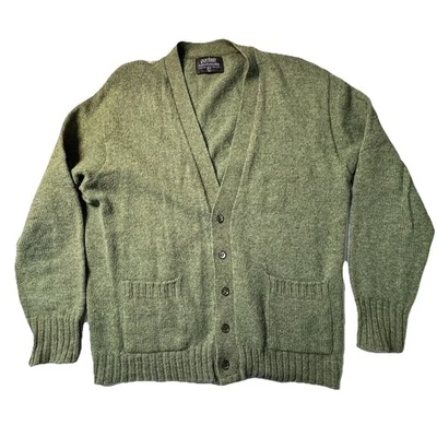 VTG Puritan Sportswear Aquamatic Wash and Dry Wool Grandpa Sweater Green - Image 1 of 4