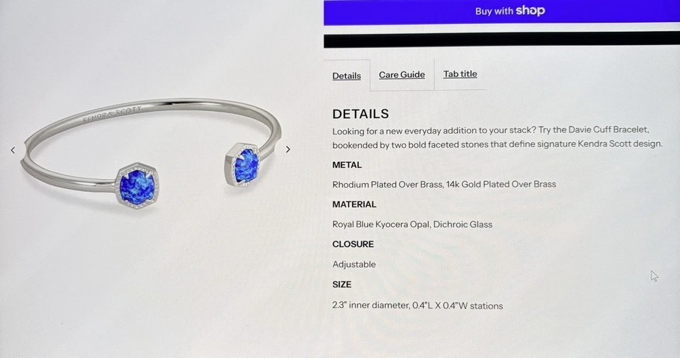 NUEVO - Brazalete Kendra Scott Davie - Plata/Azul Real Ópalo Kyocera Foto 1 de 1