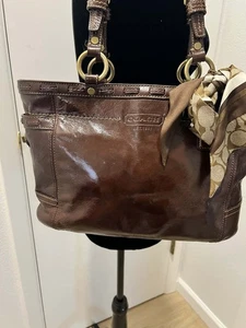 Coach braune Ledertasche Handtasche F0773-11580 Vintage Messingbeschläge große Arbeitstasche - Bild 1 von 9