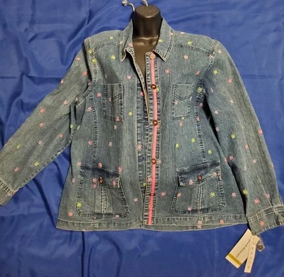Alfred Dunner Butterfly Jean Jacket Size 14, New With Tags - Image 1 of 4