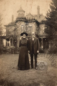 Vintage 20er Jahre Foto GRUSELIGES HALLOWEEN GESPENST Skelett 360 Ultra Rare - Bild 1 von 2