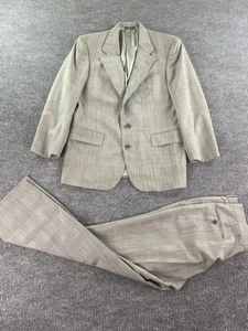 Vintage Chaps Ralph Lauren Suit 44 R Black White Wool Plaid Jacket Pants 34x32 - Picture 1 of 22