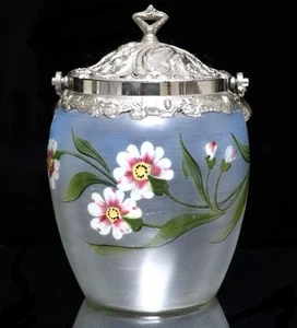François Theodore Rugras 1900 Enamel Biscuit Jar with Lid Antique Art Nouveau - Picture 1 of 10