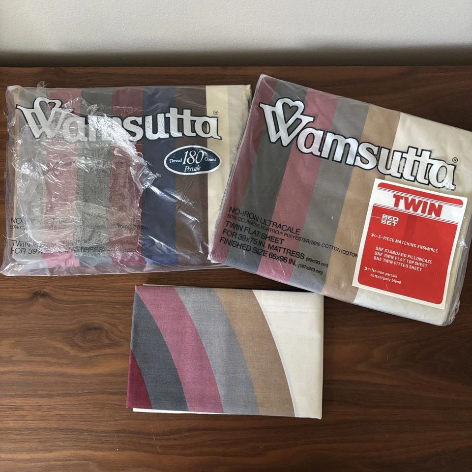 Juego de sábanas dobles Wamsutta Tomorrows Rainbow funda de almohada plana vintage marrón Foto 1 de 4