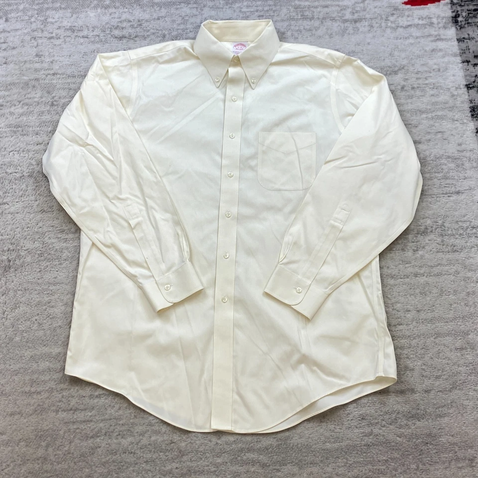 Camisa de Colección Brooks Brothers Oxford Abotonada 16-34 Beige Tostado Amarillo Vestido Para Hombres Foto 1 de 4