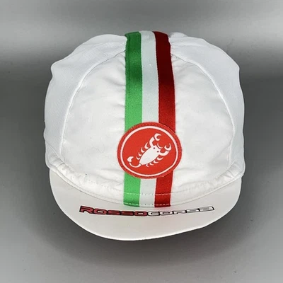 Castelli Rosso Corsa Cyling Cap Hat One Size White Bike Red Green Logo - Image 1 of 4