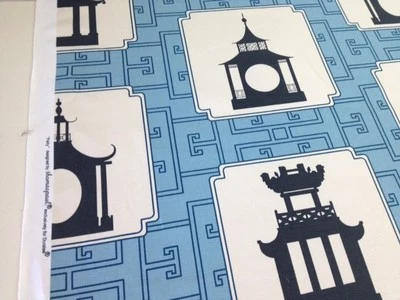 Duralee Folly thomas paul aqua impresión asiática tela de algodón por yarda Foto 1 de 4