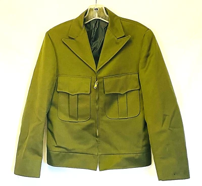 c.1960' DALY моды униформа IKE куртка 36-маленький молнии лес зеленый с подкладкой - Изображение 1 из 4