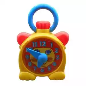 Vintage Playskool Stop 'N Go Clock Yellow Lion Face Wind-up Works RARE - Picture 1 of 8