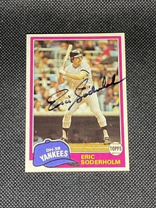 Carta Topps firmata Eric Soderholm New York Yankees 1981 #383 ~ COA - Foto 1 di 3