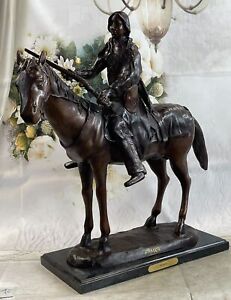Large 23" Fraser Bronze Statue HOT CAST Indian with Horse Sculpture Decor Sale