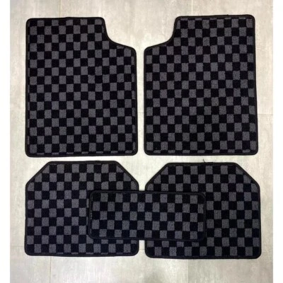 JDM Racing Checkered Car Floor Mats 5PCS Universal - Image 1 of 4