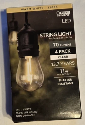 Feit Electric Led string light REPLACEMENT BULB 4 pack clear 70 Lumens 11 watt - Image 1 of 2