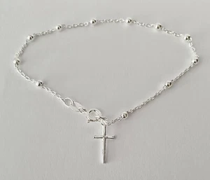 ROSARIO SILVER LEY BRACELET, SILVER HAND PENDANT ROSARY BRACELET IN SILVER - Picture 1 of 4