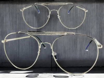 Men's or Women Classic Vintage Retro Style Clear Lens SUN GLASSES Silver Frame - Image 1 of 4