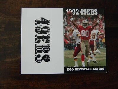 Calendario de fútbol americano Jerry Rice de los 49ers de San Francisco de la NFL 1992 - KGO AM810 - NOV018 Foto 1 de 2