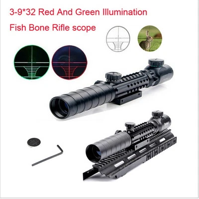 Hunting Rifle Scope 3-9x32EG Red Green Illuminated Rangefinder Reticle Sights - Image 1 of 4