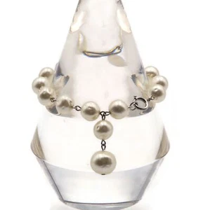 Pulsera de moda vintage de acrílico blanco imitación perlas 10 mm cuentas 7 pulgadas - Imagen 1 de 12