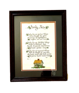 Family Ties Calligraphy Writting Text Illustrated Signed Framed Double Matt - Picture 1 of 12