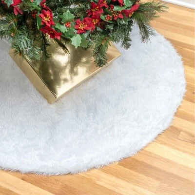 48 Inch Christmas Tree Skirt Faux Fur Xmas Christmas Decorations Holidays - Image 1 of 4