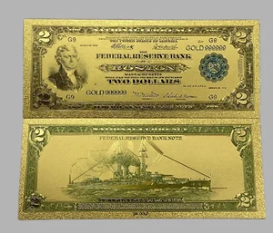 1918 Two dollar note  gold foil note.. novelty for entertainment only. - Picture 1 of 1