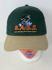 Sombrero de pesca vintage de los 90 Bass Anglers Sportsman Society verde y beige envío rápido - Imagen 1 de 7