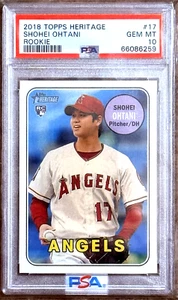 PSA 10 - SHOHEI OHTANI 2018 Topps Heritage #17 Rookie Action Variation SP SHARP! - Picture 1 of 3