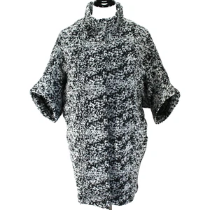 Chaqueta Ann Taylor Mujer Talla S Negro Blanco Mezcla Lana Abrigo Manga Corta Dolman - Imagen 1 de 8