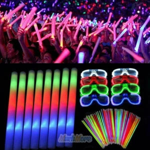 300x LED Stab Schaumsticks Set Aufleuchten Blinken im Dunkeln Partybedarf - Bild 1 von 28