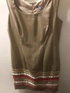 Leslie Fay Damen ärmelloses Etuikleid mit U-Ausschnitt Größe 8 hellbraun Reißverschluss hinten - Bild 1 von 11