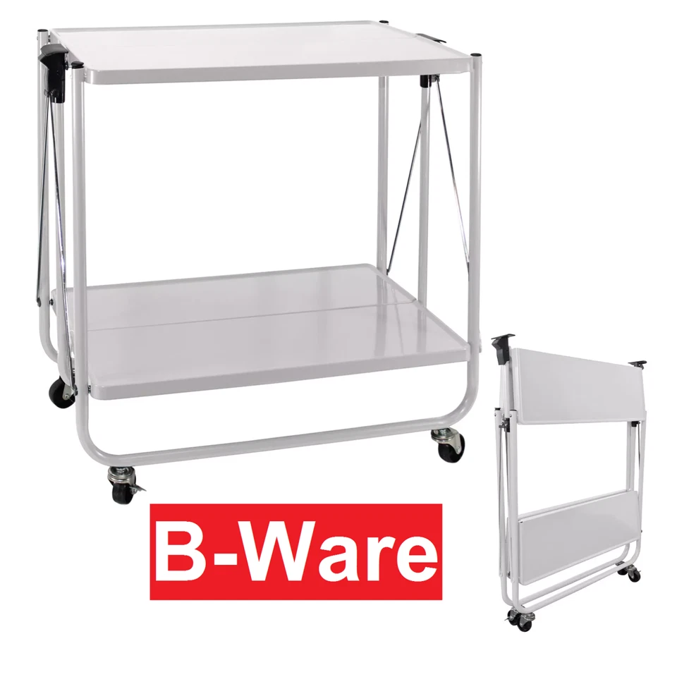 Küchenwagen Servierwagen mit 2 Metall Ablagen Teewagen Barwagen klappbar B-Ware - Bild 1 von 4