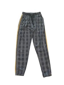 Indero Pants Girls Sz L  Black White Plaid Stretch Yellow Sides Zipper Pockets - Picture 1 of 4
