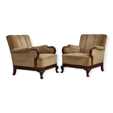 1950s, Danish design, set of armchairs, teak wood, velour, original condition Cover
