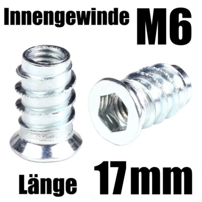 M6-17mm / Einschraubmuffen Muffen Einschraubmuttern Gewindemuffe Verzinkt  - Bild 1 von 4