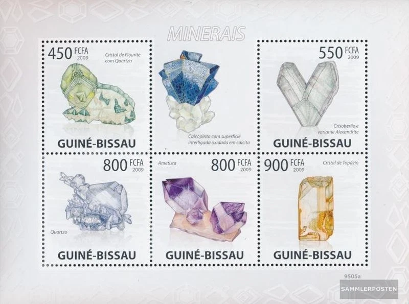 Stamps Guinea-Bissau 2009 Mi 4396-4400 Sheetlet mint 2009 Minerals - image 1 of 1