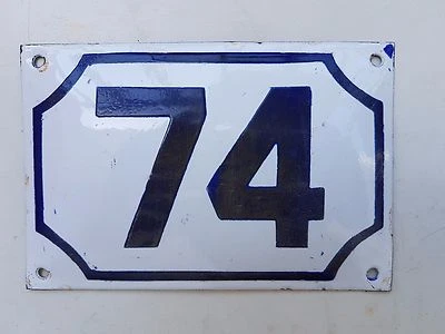 Letrero de casa de la calle vintage genuino de porcelana esmaltada ISRAELÍ número 74 # 74 Foto 1 de 3