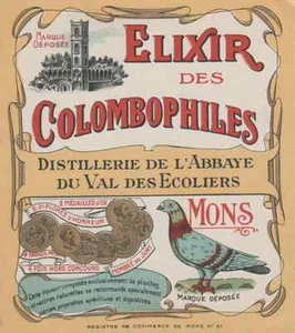 "ÉLIXIR DES COLOMBOPHILES (ABBAYE MONS)" Étiquette-chromo originale début 1900 - Picture 1 of 1