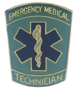 EMT Emergency Star of Life Blue Gold Tone 1 1/16 inch hat pin AK723 F5D16A - Picture 1 of 2